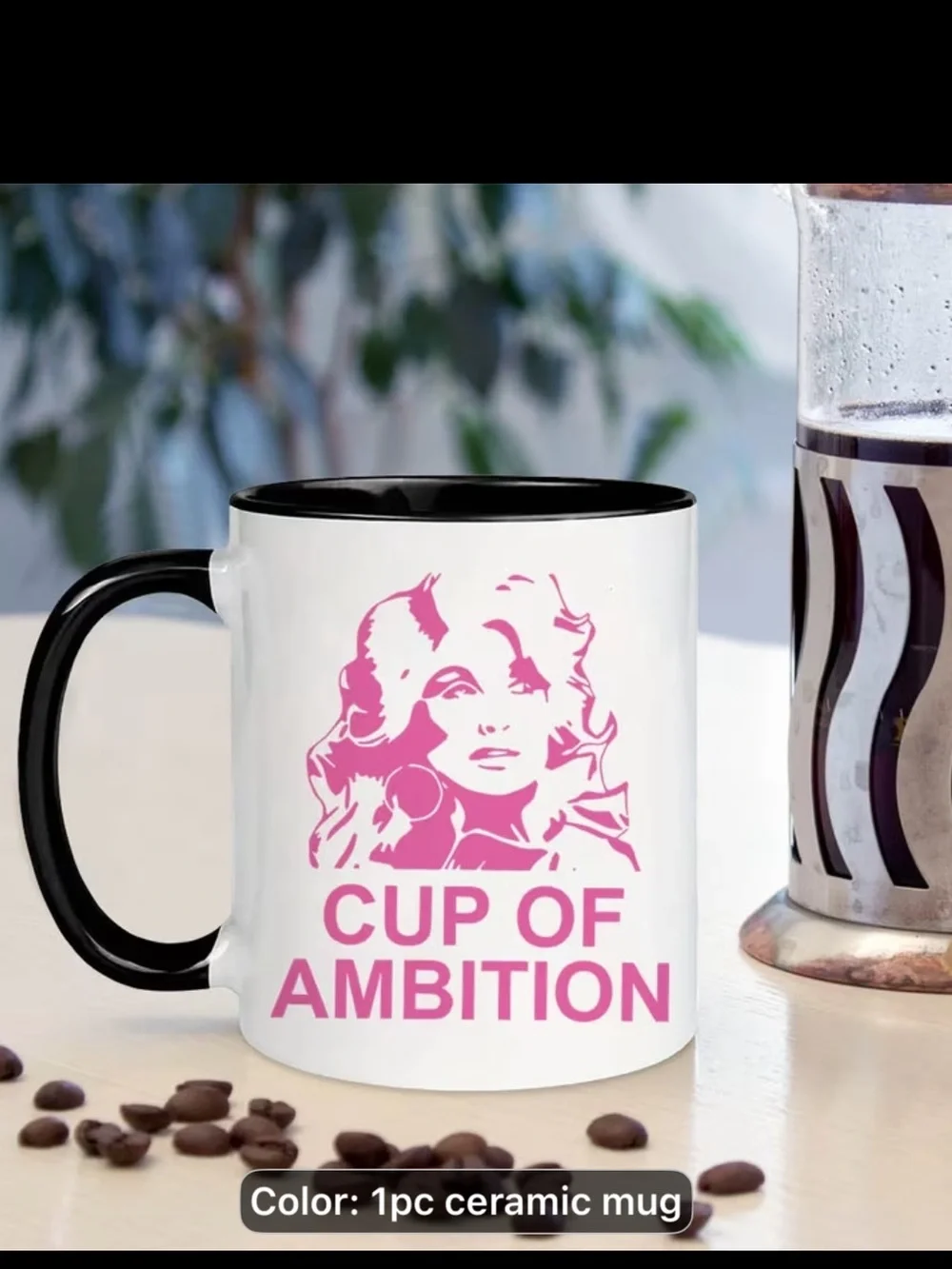 Cup of Ambition Pink Graphic Mug nwt